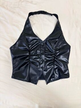 Faux Leather Halter Top